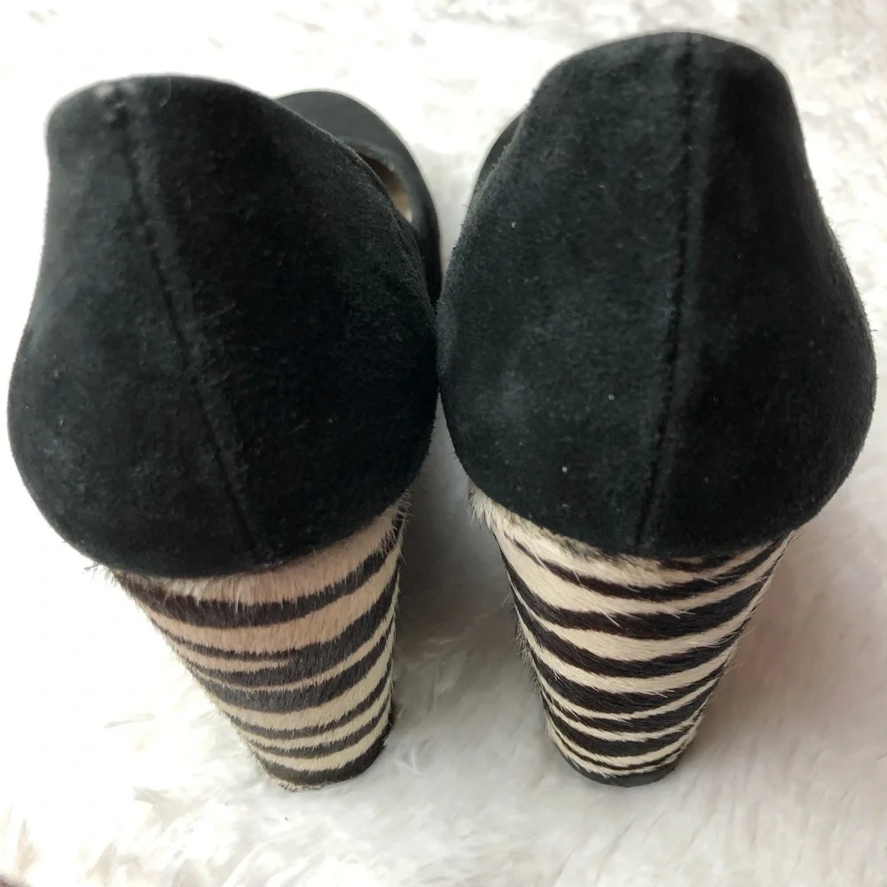 ANTONIO MELANI Black Suede/Zebra Print Calf Hair